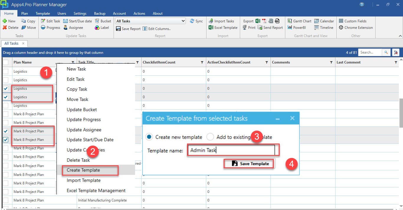 How to create and use Office 365 Planner task / plan template? Apps4