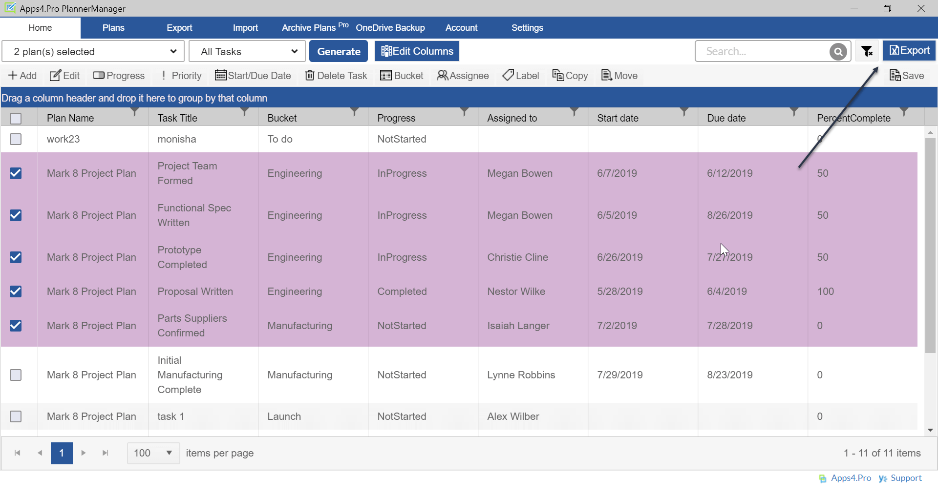 Can you create a template plan in Planner?
