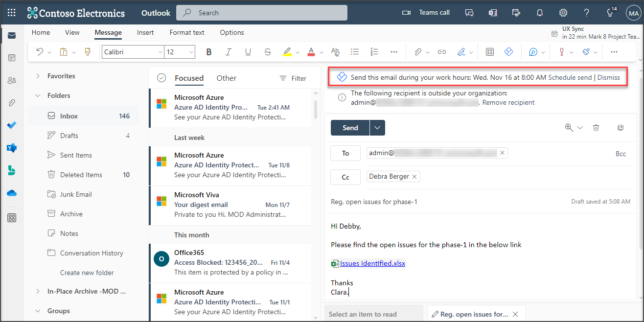Schedule Send Suggestions in Outlook