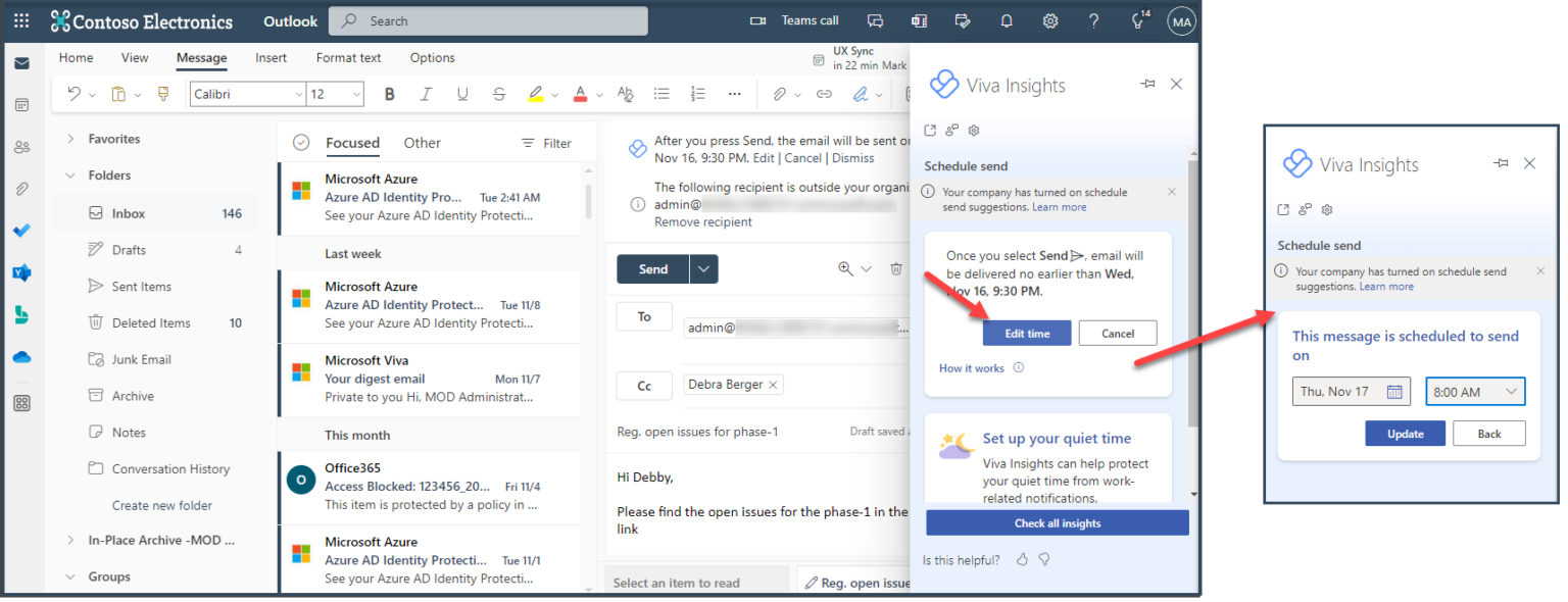 Schedule Send Suggestions in Outlook