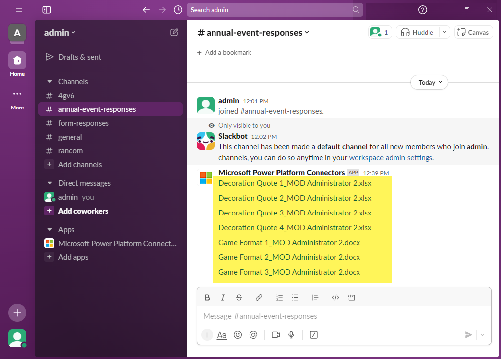 Post Microsoft Form Response Attachments to Slack Channel