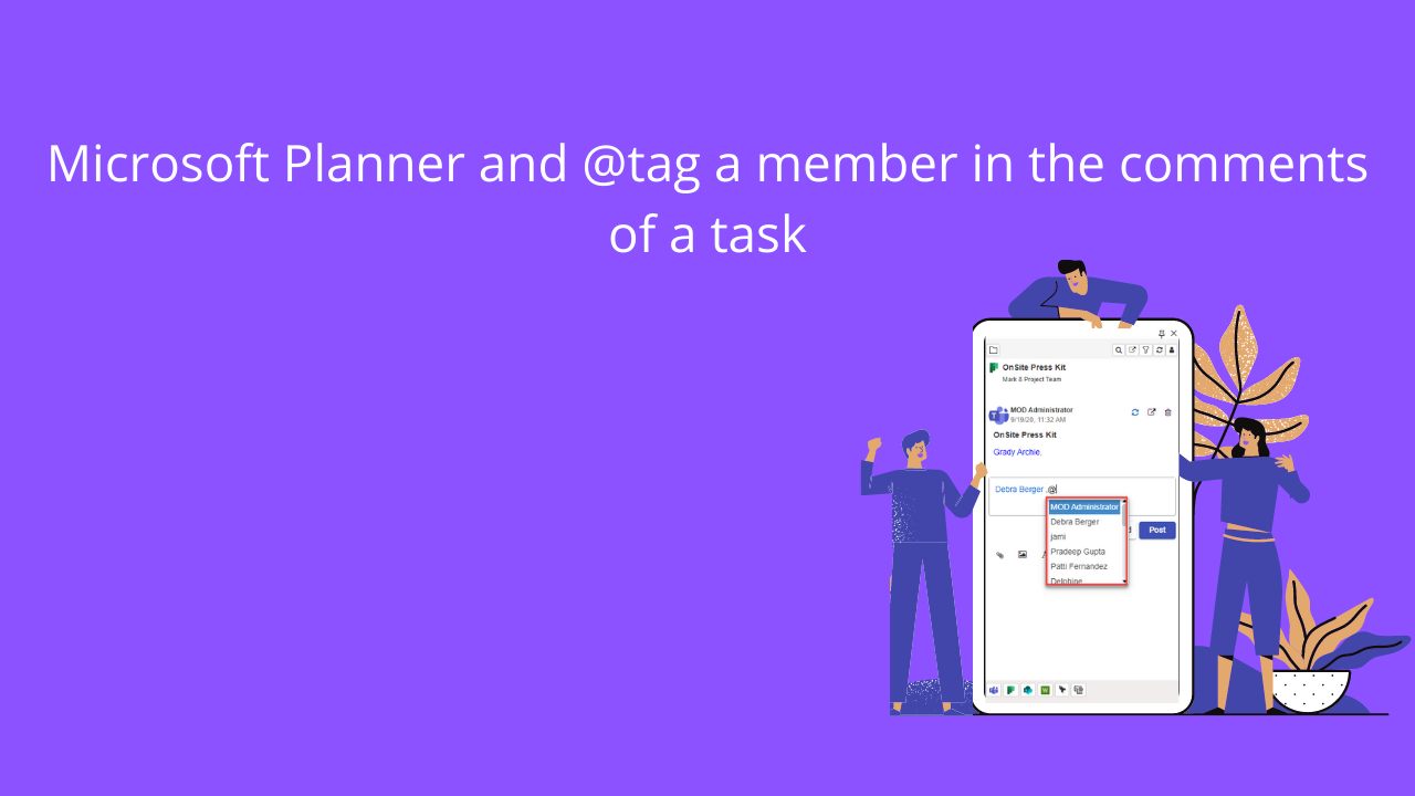 Microsoft Planner and @tag a member in the comments of a task