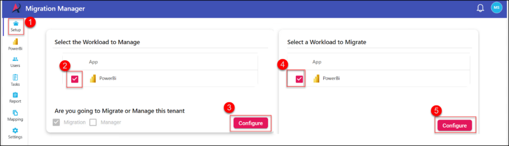 Power Bi Migration Source and Target configuration