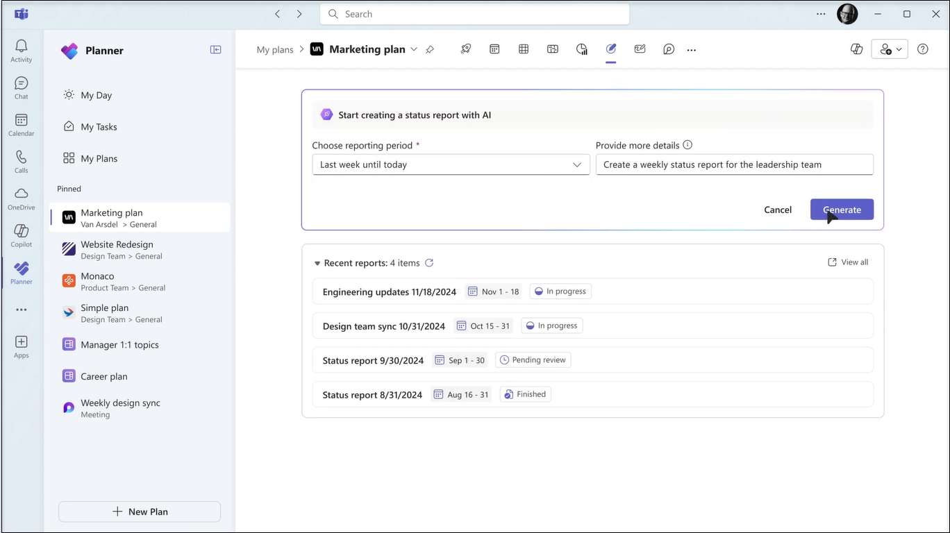 Generate Status Report