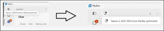 Microsoft Teams VDI title bar showing the new optimized icon for a consistent virtual desktop meeting experience.