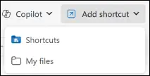 OneDrive new Shortcuts folder option for organizing Microsoft 365 files and SharePoint shortcuts.